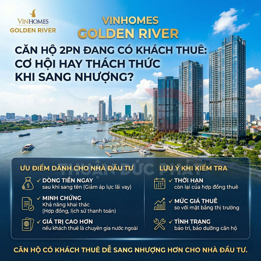 Căn hộ Vinhomes Golden River view sông Sài Gòn, tòa nhà cao tầng hiện đại dành cho nhà đầu tư cho thuê
