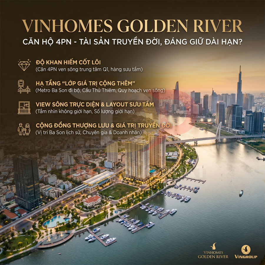 Căn hộ Vinhomes Golden River view sông Sài Gòn, bến du thuyền và tiện ích cao cấp tại trung tâm TP HCM