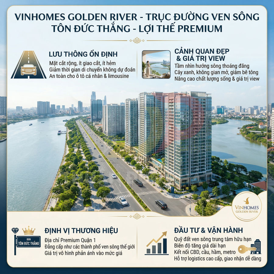 Căn hộ cao cấp Vinhomes Golden River ven sông Sài Gòn trên trục đường Tôn Đức Thắng, view sông và trung tâm thành phố