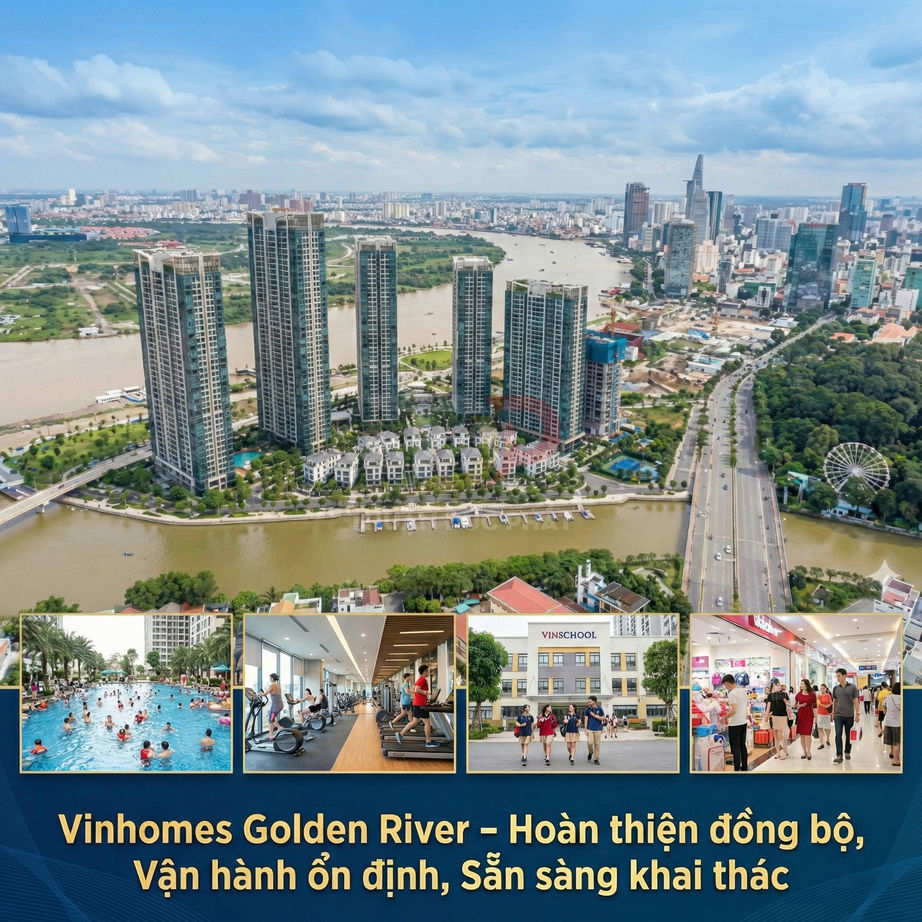 Khu căn hộ Vinhomes Golden River bên sông Sài Gòn với tiện ích hồ bơi, phòng gym, trường Vinschool và trung tâm thương mại