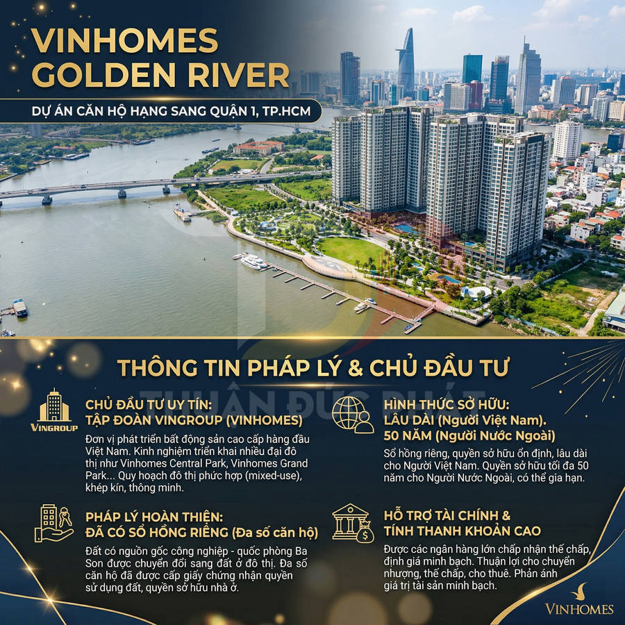Phối cảnh dự án căn hộ cao cấp Vinhomes Golden River bên sông Sài Gòn tại quận 1, TP HCM