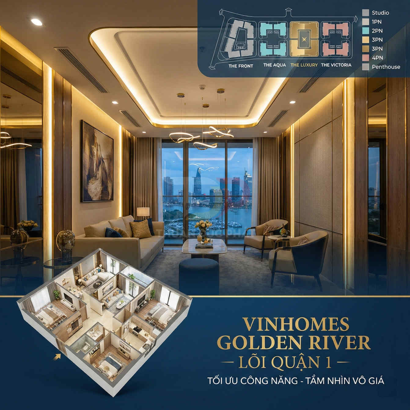 Mặt bằng căn hộ Vinhomes Golden River chi tiết từng loại diện tích