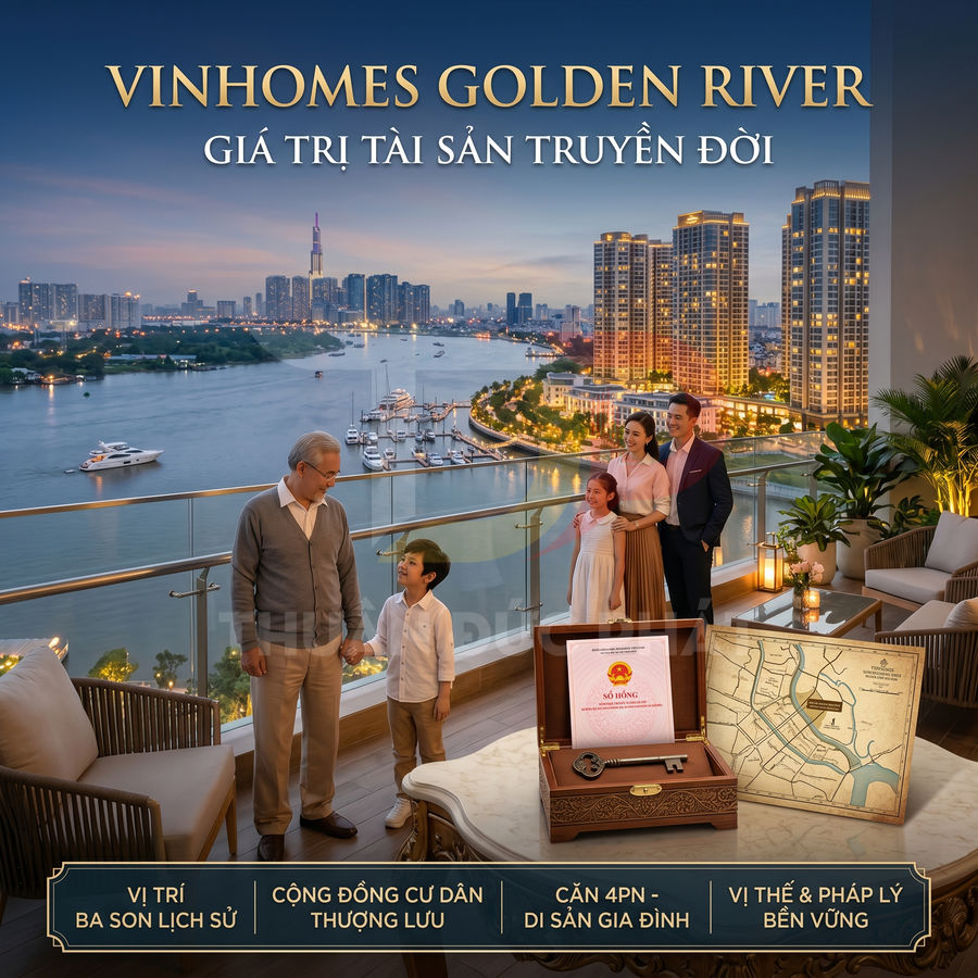 Căn hộ cao cấp Vinhomes Golden River view sông Sài Gòn, gia đình sum vầy trên ban công sang trọng