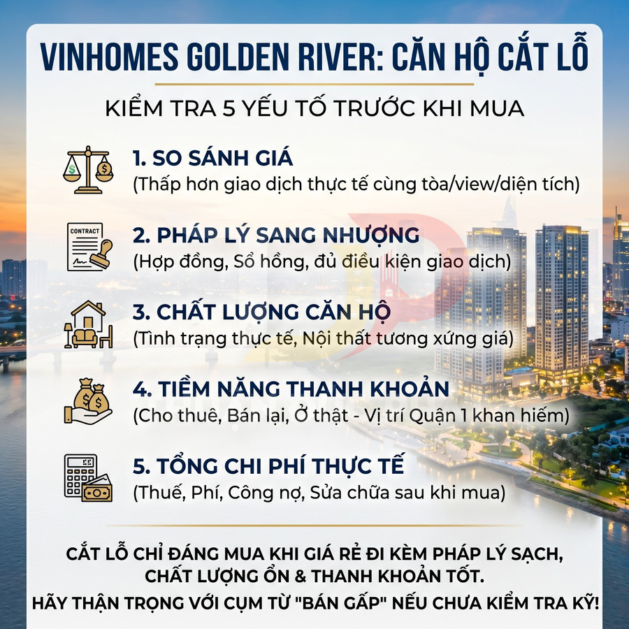 Có nên săn căn cắt lỗ Vinhomes Golden River không? 5 điểm phải kiểm tra trước khi xuống tiền