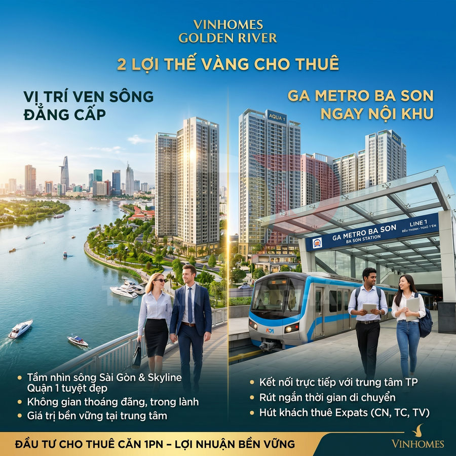 Dự án căn hộ Vinhomes Golden River ven sông Sài Gòn cạnh ga metro Ba Son, tiện ích hiện đại cho thuê hấp dẫn