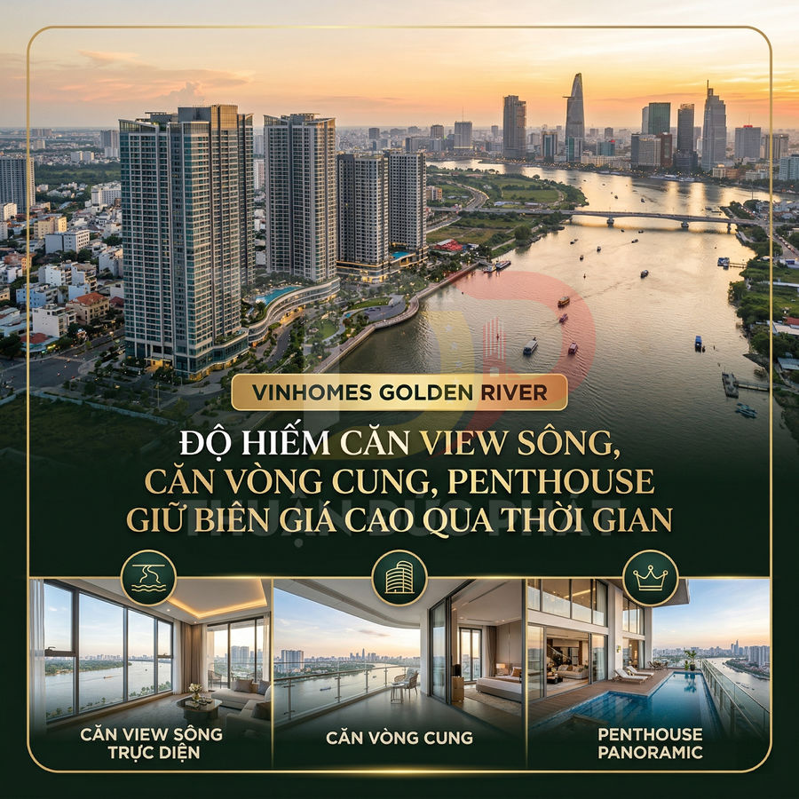 Căn hộ cao cấp Vinhomes Golden River view sông Sài Gòn, căn vòng cung và penthouse panoramic sang trọng