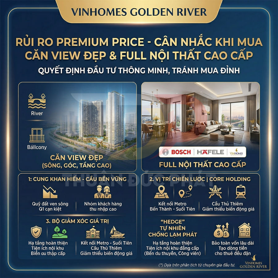 Poster quảng cáo căn hộ Vinhomes Golden River view sông, nội thất cao cấp Bosch Hafele, vị trí trung tâm TP HCM