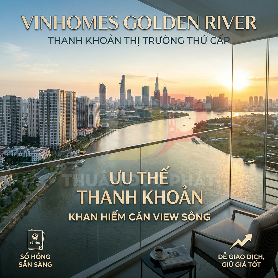 Căn hộ Vinhomes Golden River view sông Sài Gòn và trung tâm thành phố lúc hoàng hôn