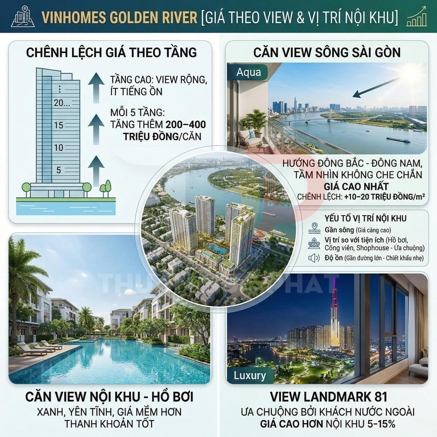 Căn hộ Vinhomes Golden River view sông Sài Gòn, hồ bơi nội khu và Landmark 81 về đêm