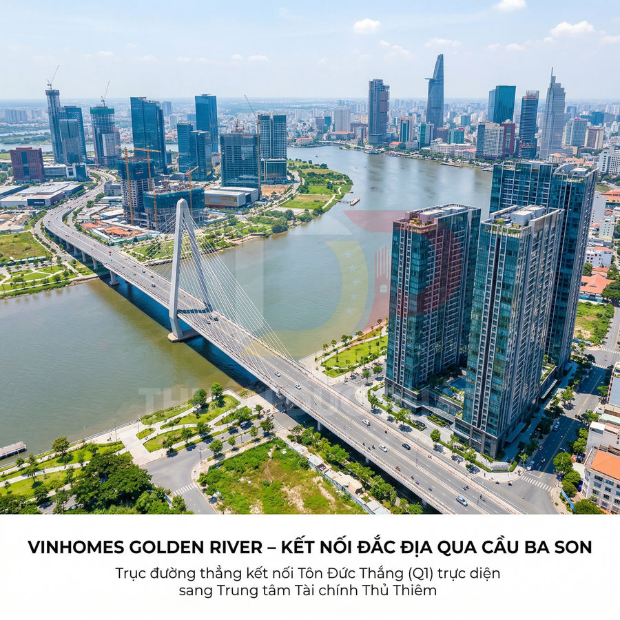 Căn hộ Vinhomes Golden River cạnh cầu Ba Son nhìn ra sông Sài Gòn và trung tâm tài chính Thủ Thiêm