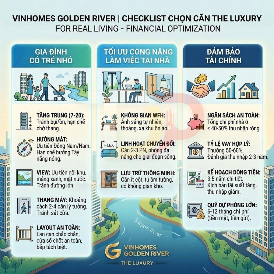 Checklist chọn căn hộ Vinhomes Golden River The Luxury cho gia đình, làm việc tại nhà và đảm bảo tài chính