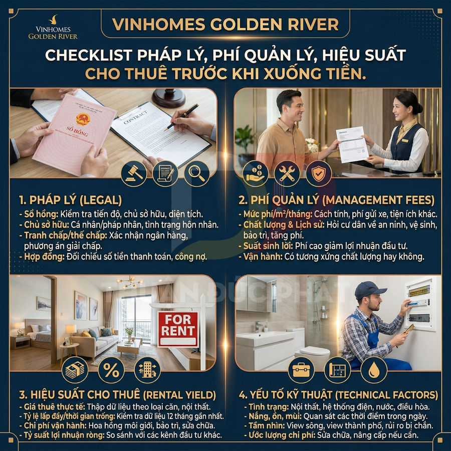 Checklist pháp lý, phí quản lý, hiệu suất cho thuê căn hộ Vinhomes Golden River trước khi đầu tư