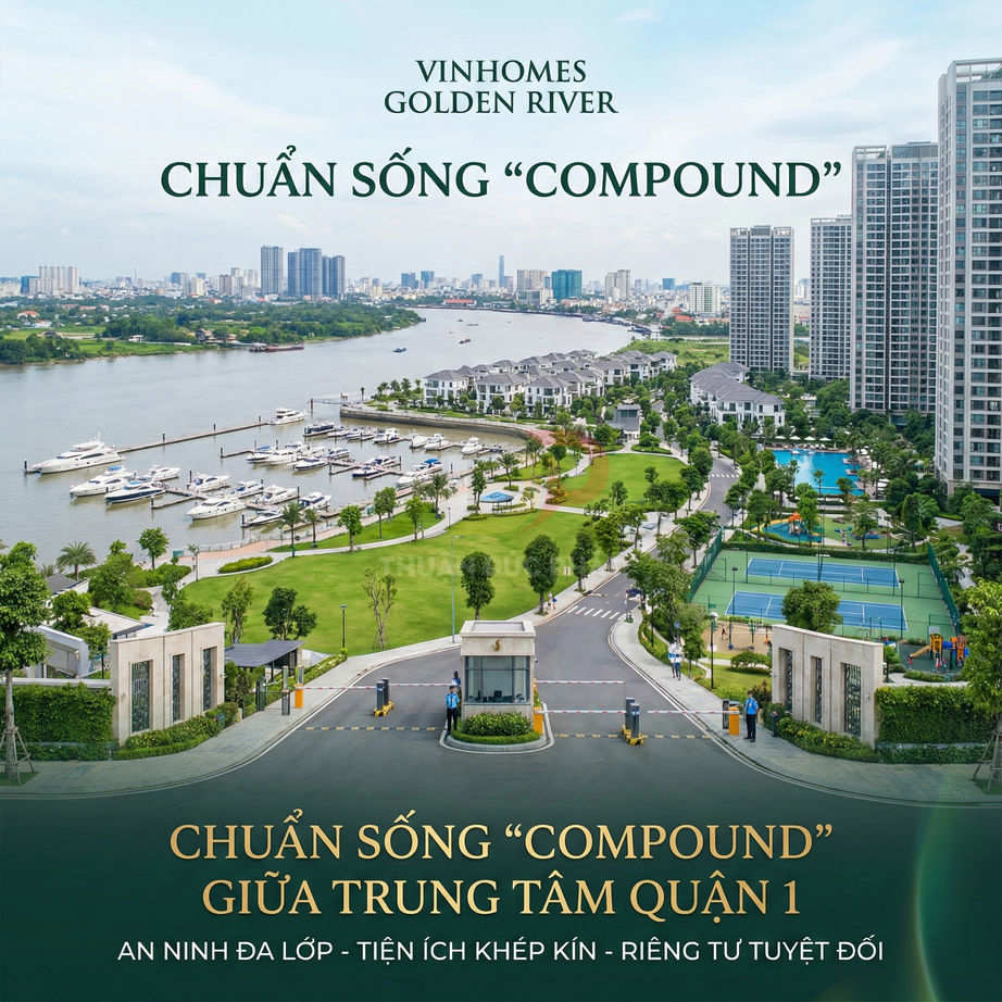 Khu căn hộ cao cấp Vinhomes Golden River ven sông với bến du thuyền, công viên và tiện ích thể thao hiện đại