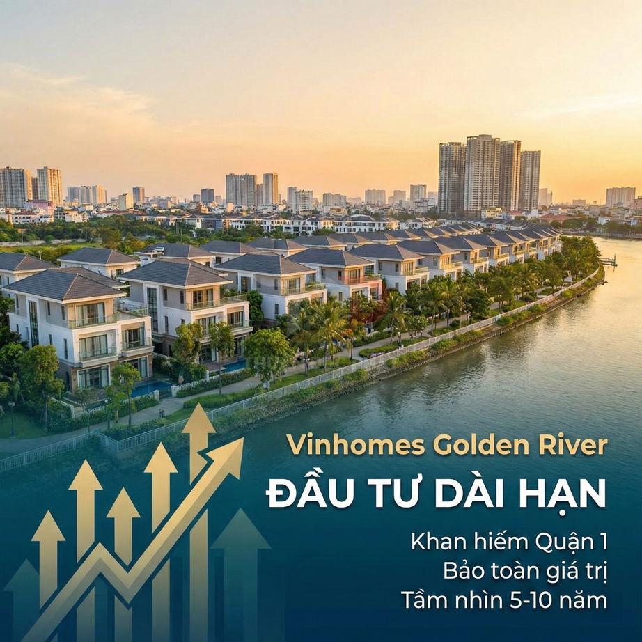 Khu biệt thự ven sông Vinhomes Golden River cao cấp tại Quận 1 lúc hoàng hôn
