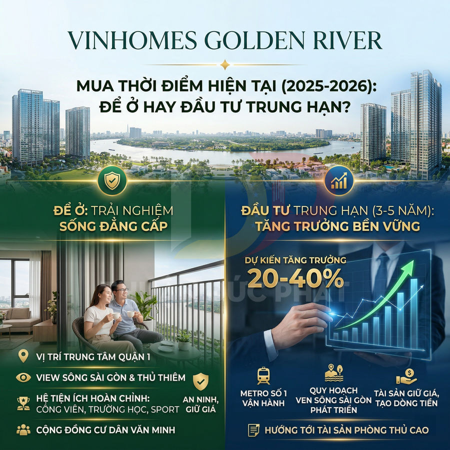 Dự án căn hộ cao cấp Vinhomes Golden River ven sông Sài Gòn, phù hợp an cư và đầu tư trung hạn