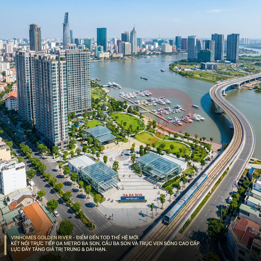 Vinhomes Golden River bên sông Sài Gòn, cạnh ga metro Ba Son và công viên ven sông hiện đại