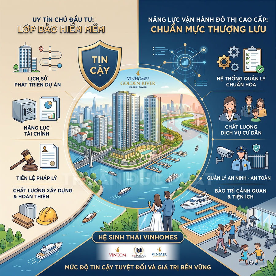 Phối cảnh dự án căn hộ cao cấp Vinhomes Golden River bên sông với tiện ích hồ bơi, gym và bến du thuyền