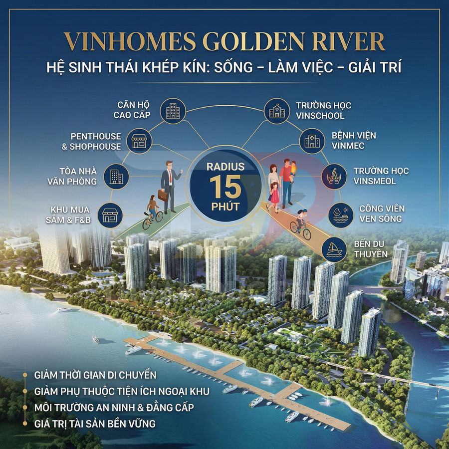Tổng quan dự án căn hộ Vinhomes Golden River với hệ sinh thái sống làm việc giải trí trong bán kính 15 phút