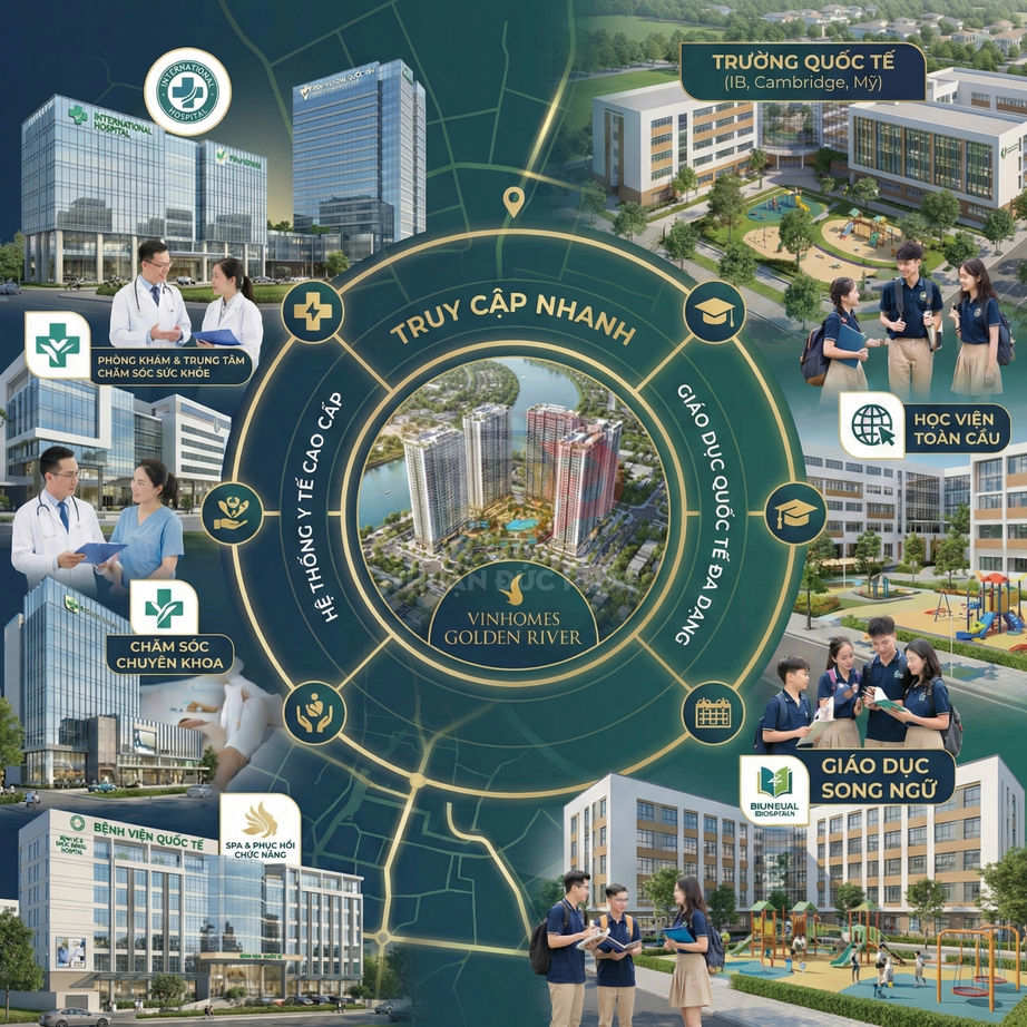 Tổng quan tiện ích Vinhomes Golden River với bệnh viện quốc tế, trường học song ngữ và học viện quốc tế