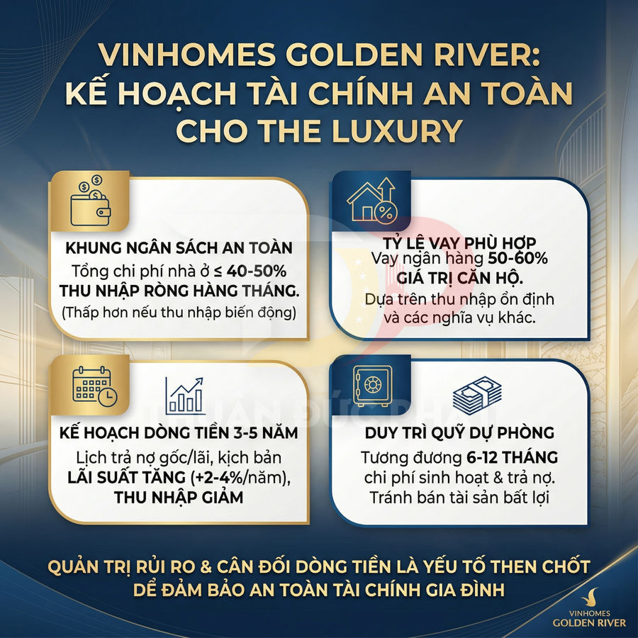 Infographic kế hoạch tài chính an toàn khi mua căn hộ Vinhomes Golden River The Luxury