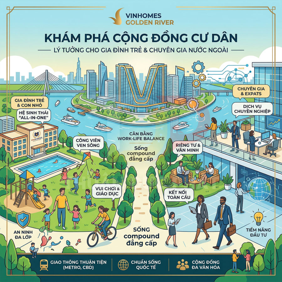 Cộng đồng cư dân Vinhomes Golden River có phù hợp với gia đình trẻ và chuyên gia nước ngoài?
