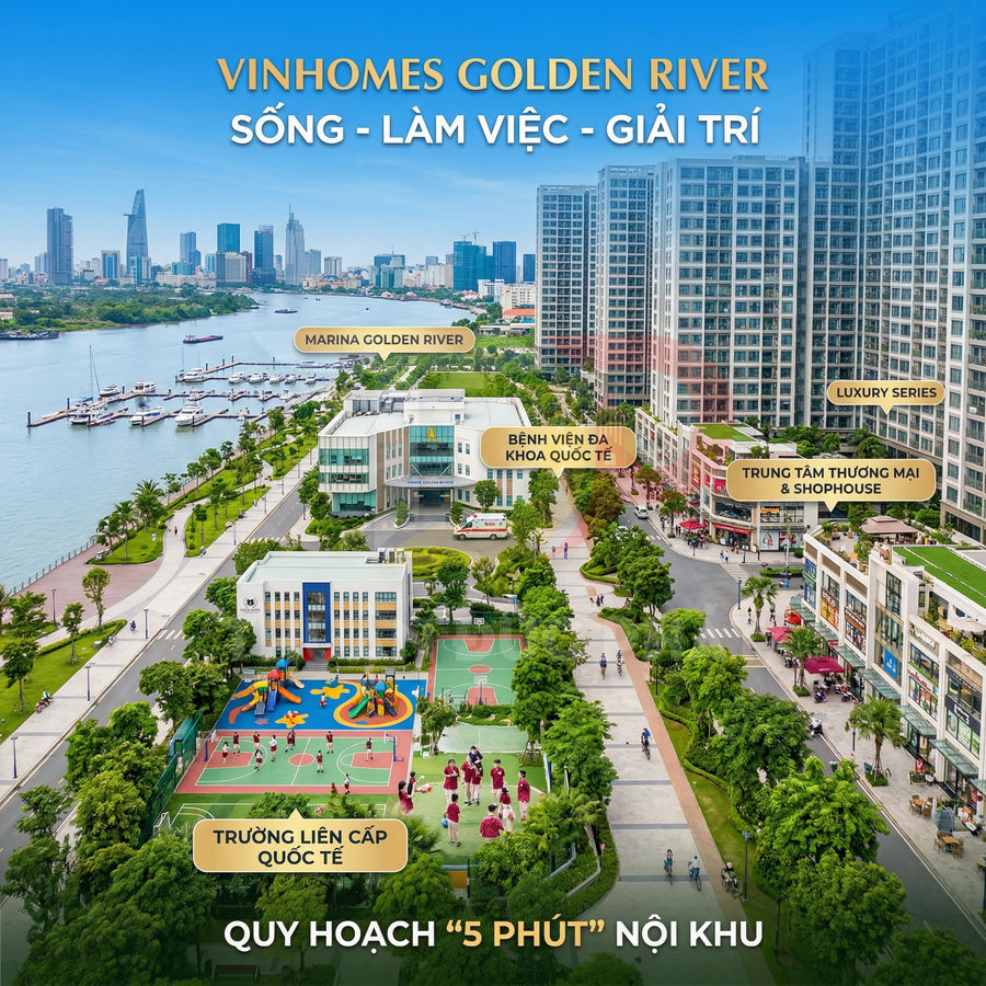 Khu đô thị Vinhomes Golden River ven sông với trường học, bến du thuyền, bệnh viện và trung tâm thương mại hiện đại