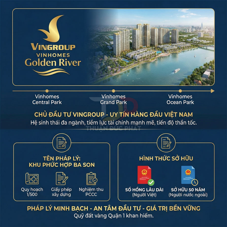 Dự án căn hộ Vinhomes Golden River của Vingroup bên sông Sài Gòn với thông tin pháp lý và hình thức sở hữu