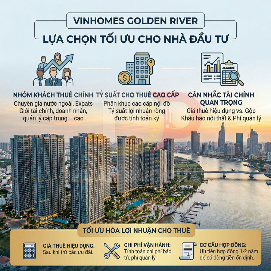Dự án căn hộ cao cấp Vinhomes Golden River ven sông Sài Gòn với nhiều tòa nhà hiện đại dành cho nhà đầu tư cho thuê