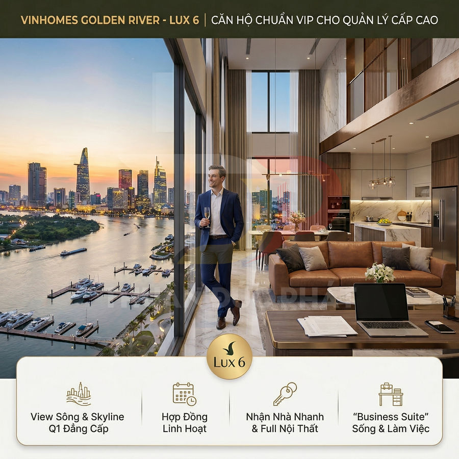 Căn hộ Vinhomes Golden River LUX 6 cao cấp view sông Sài Gòn và skyline trung tâm quận 1