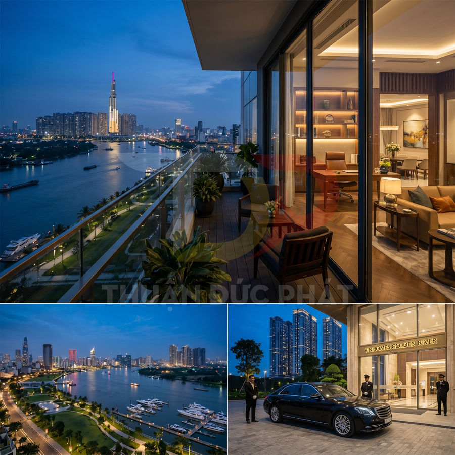 Căn hộ cao cấp Vinhomes Golden River view sông Sài Gòn và bến du thuyền về đêm