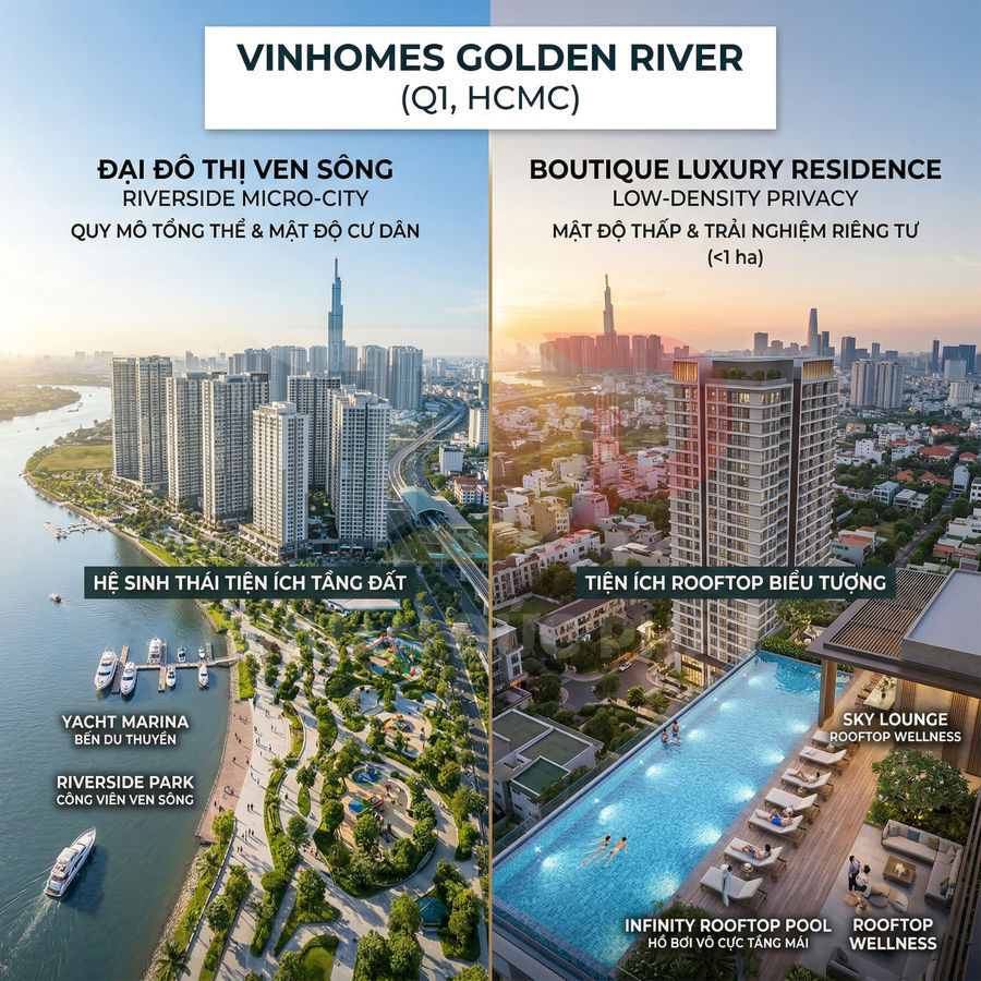 Căn hộ cao cấp Vinhomes Golden River quận 1 với bến du thuyền, công viên ven sông và hồ bơi vô cực rooftop