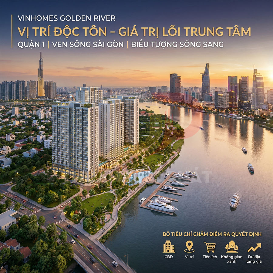 Dự án căn hộ cao cấp Vinhomes Golden River ven sông Sài Gòn tại trung tâm Quận 1