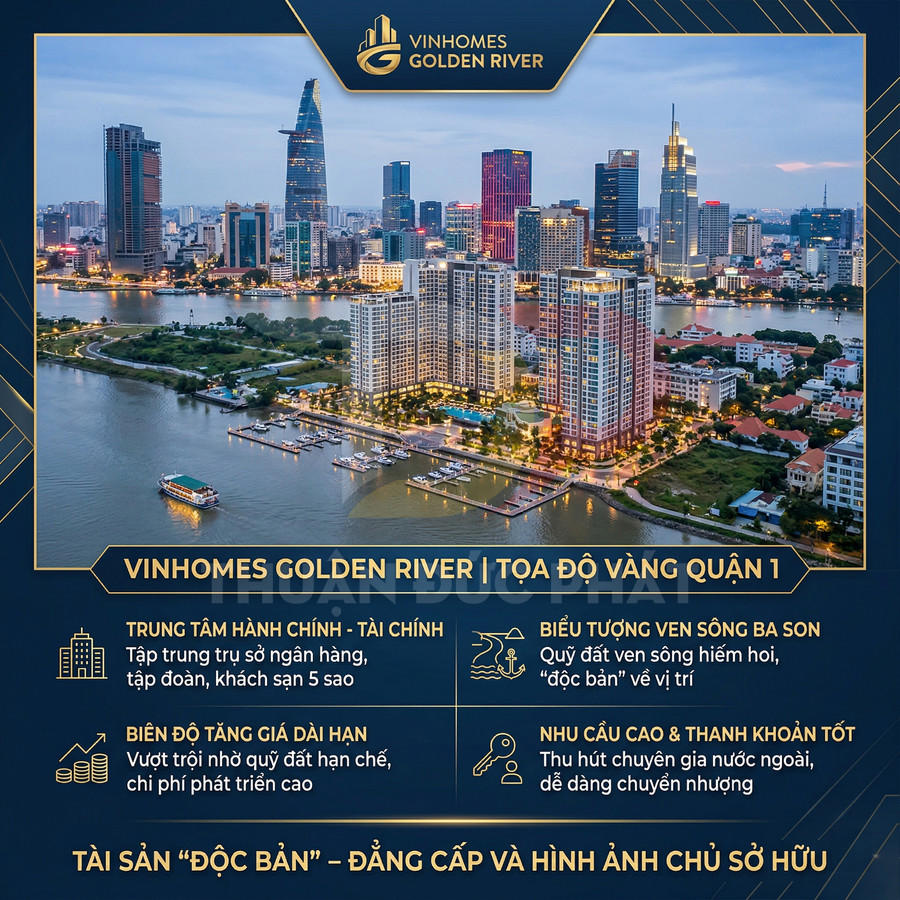 Phối cảnh dự án căn hộ cao cấp Vinhomes Golden River bên sông Sài Gòn tại trung tâm Quận 1