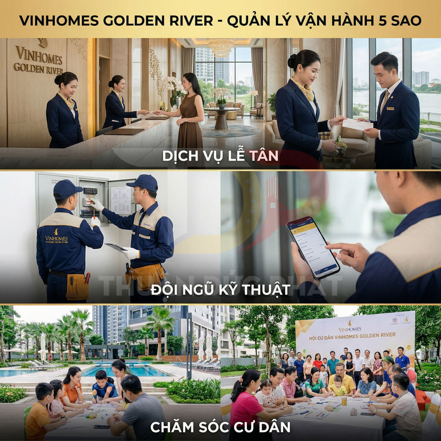 Dịch vụ quản lý vận hành 5 sao Vinhomes Golden River với lễ tân, kỹ thuật và chăm sóc cư dân chuyên nghiệp