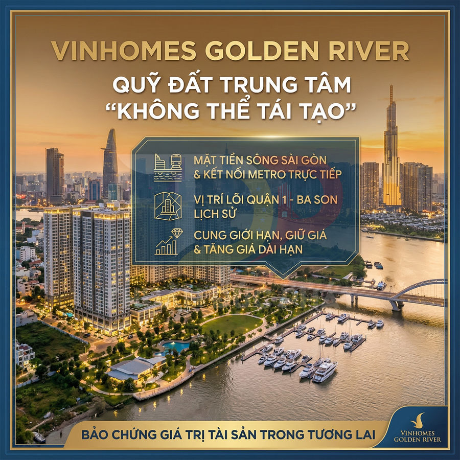 Dự án căn hộ cao cấp Vinhomes Golden River ven sông Sài Gòn với bến du thuyền và tiện ích hiện đại