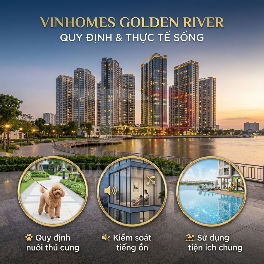 Vinhomes Golden River bên sông với quy định nuôi thú cưng, kiểm soát tiếng ồn và sử dụng tiện ích chung
