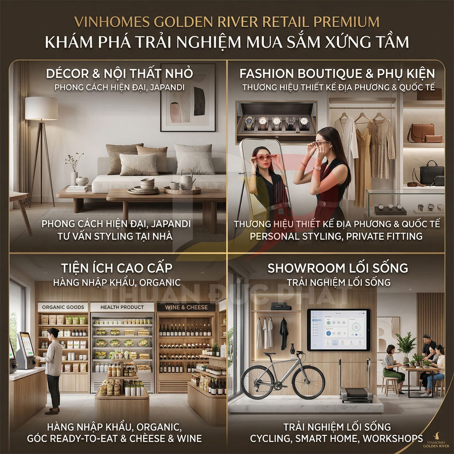 Không gian bán lẻ cao cấp Vinhomes Golden River với nội thất Japandi, thời trang, hàng organic và showroom lối sống