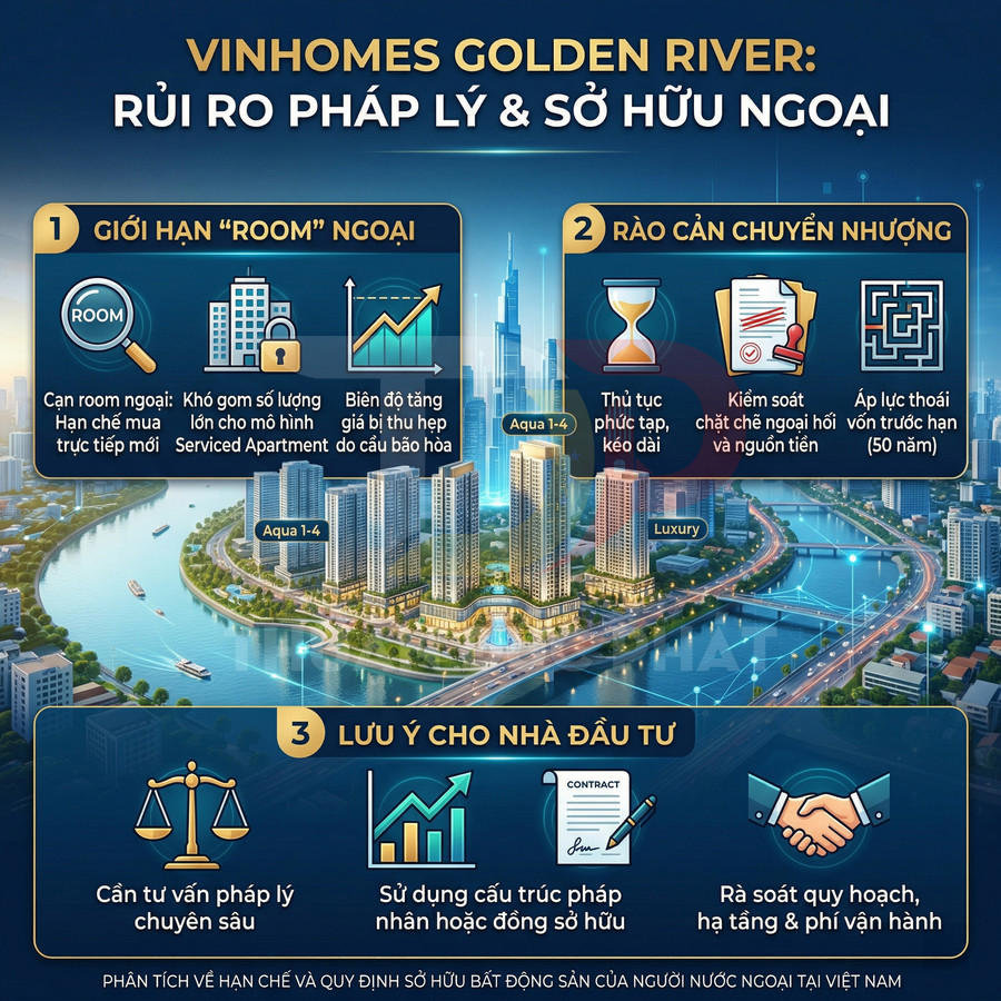Infographic rủi ro pháp lý sở hữu ngoại và lưu ý đầu tư dự án căn hộ Vinhomes Golden River