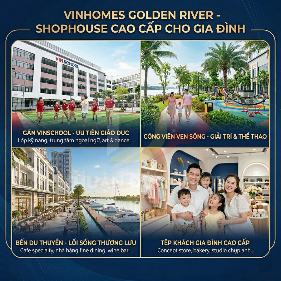 Shophouse Vinhomes Golden River cao cấp gần Vinschool, công viên ven sông và bến du thuyền cho gia đình