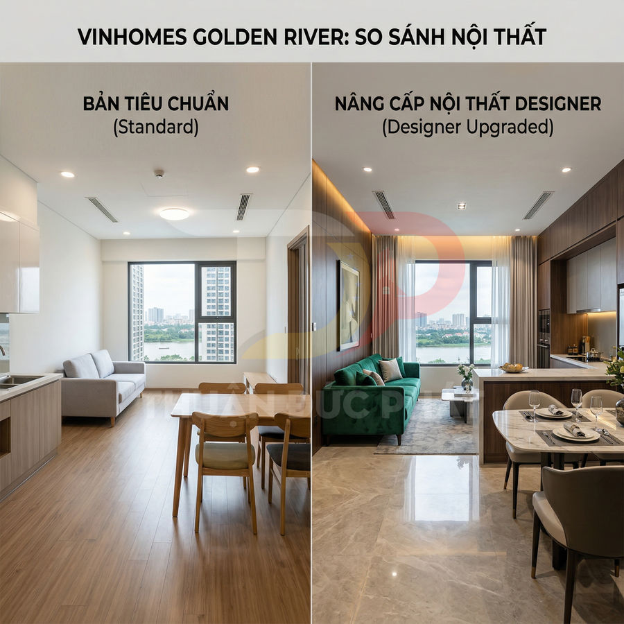 So sánh nội thất căn hộ Vinhomes Golden River bản tiêu chuẩn và bản nâng cấp thiết kế cao cấp