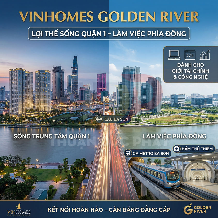 Dự án căn hộ Vinhomes Golden River Quận 1 kết nối khu Đông Sài Gòn, gần ga metro Ba Son