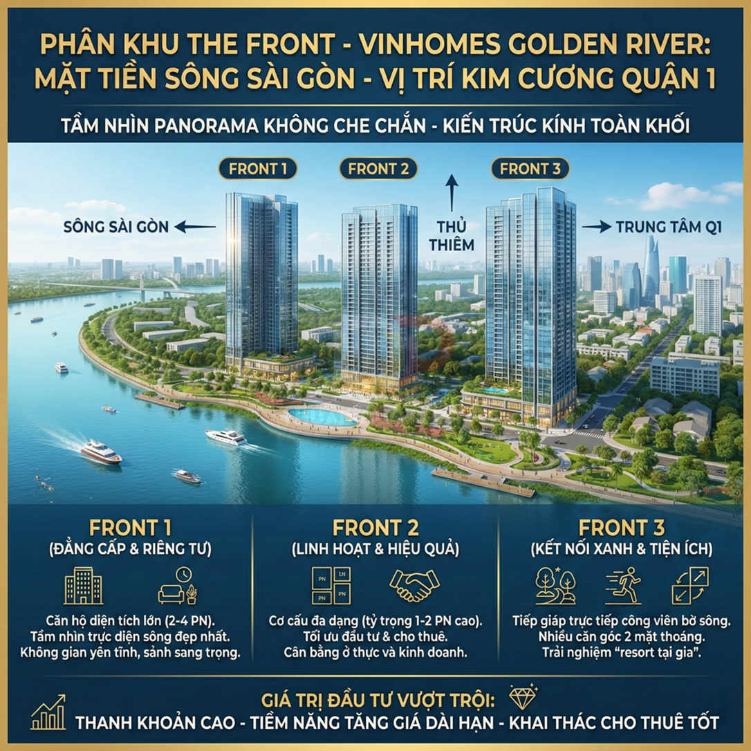 Phối cảnh căn hộ cao cấp Vinhomes Golden River The Front mặt tiền sông Sài Gòn tại trung tâm Quận 1