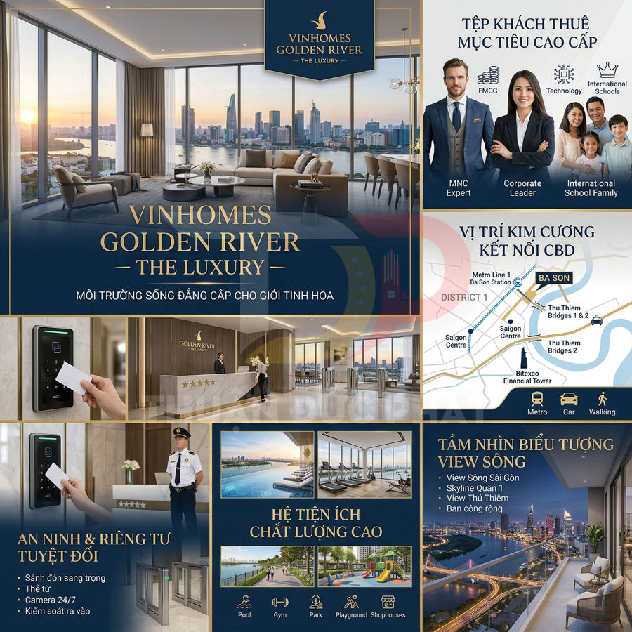 Thiết kế quảng cáo dự án căn hộ cao cấp Vinhomes Golden River view sông và tiện ích sang trọng