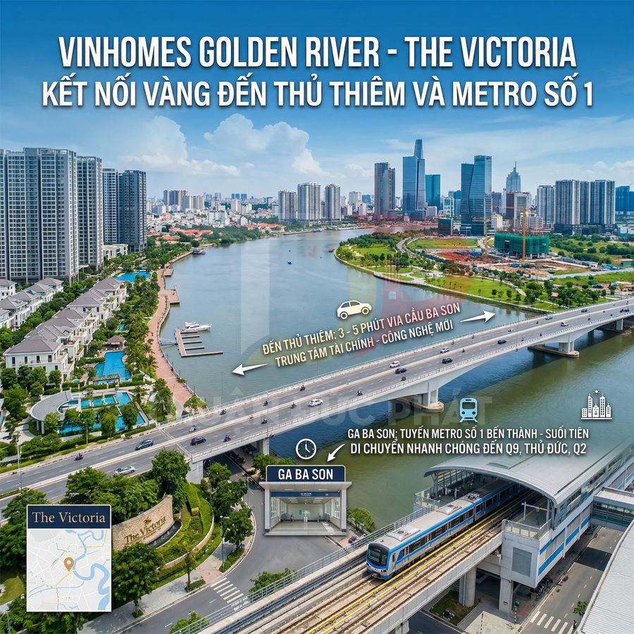 Phối cảnh dự án Vinhomes Golden River The Victoria bên sông Sài Gòn gần ga metro Ba Son