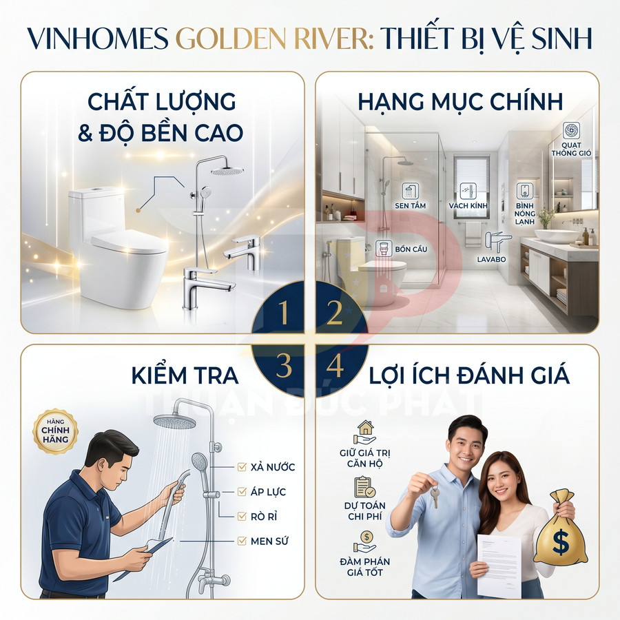 Thiết bị vệ sinh trong căn hộ Vinhomes Golden River có bền và dễ thay thế không?