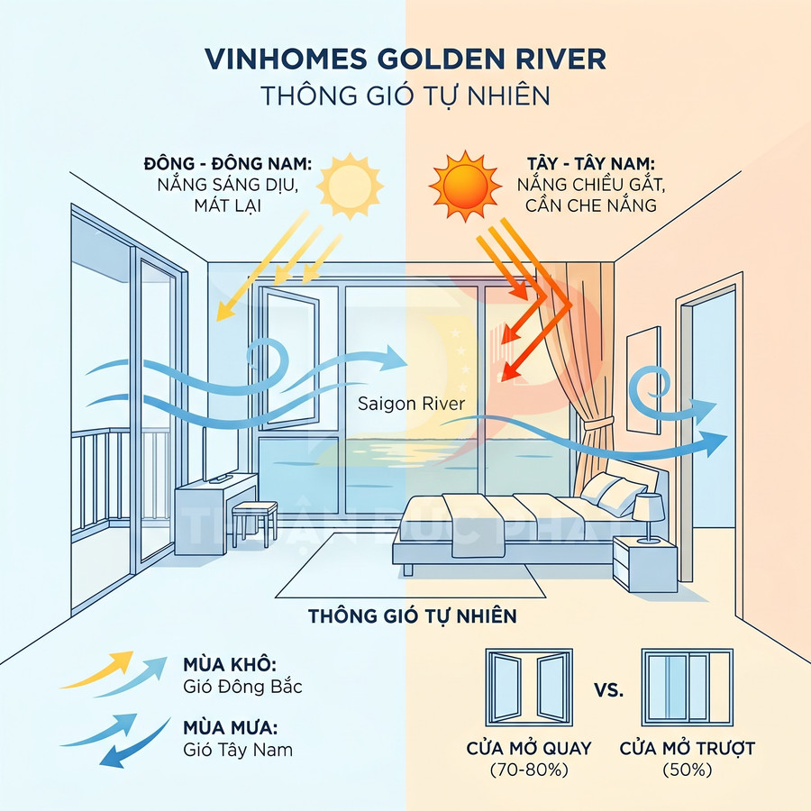 Căn hộ Vinhomes Golden River với cửa sổ hướng sông Sài Gòn tối ưu thông gió tự nhiên và ánh sáng