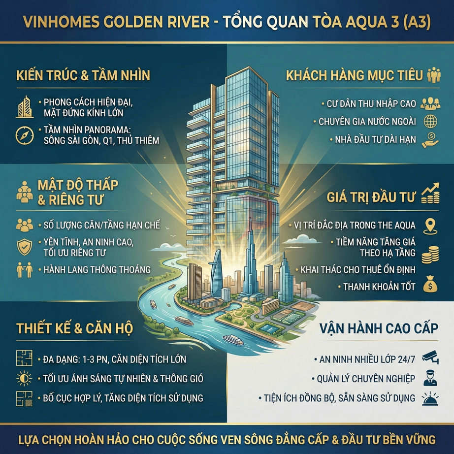 Tổng quan dự án căn hộ cao cấp Vinhomes Golden River tòa Aqua 3 bên sông Sài Gòn