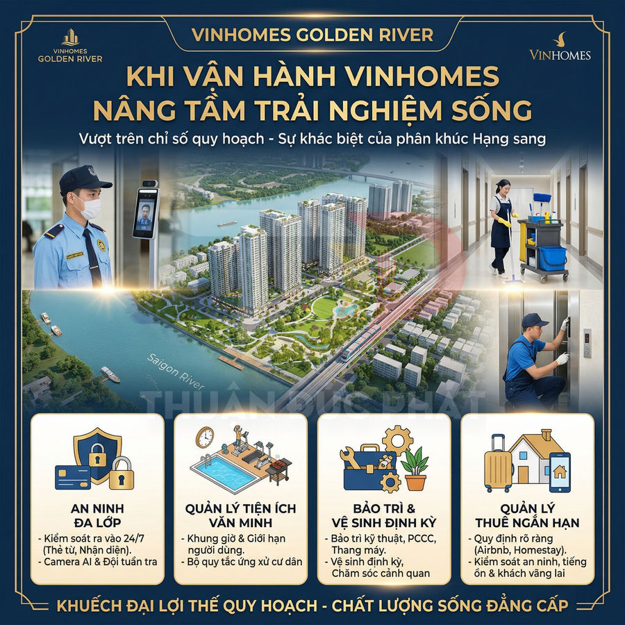 Tiện ích và dịch vụ vận hành cao cấp tại khu căn hộ Vinhomes Golden River bên sông Sài Gòn
