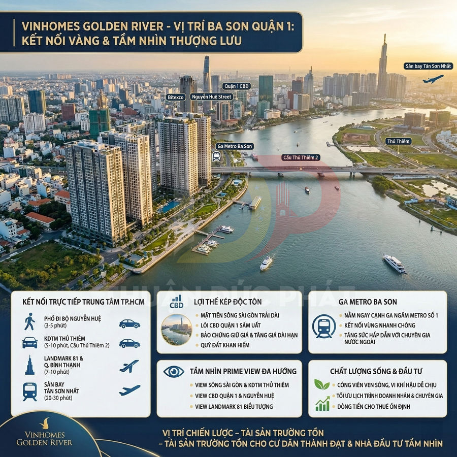 Phối cảnh dự án căn hộ cao cấp Vinhomes Golden River Ba Son bên sông Sài Gòn tại trung tâm quận 1