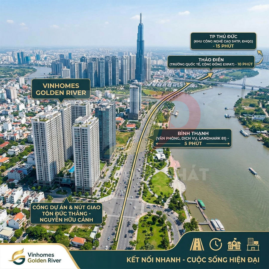 Dự án căn hộ Vinhomes Golden River ven sông Sài Gòn, kết nối nhanh đến Bình Thạnh, Thảo Điền và TP Thủ Đức
